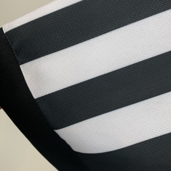 Smitty black/white striped referee short sleeved shirt size large 1/4 zip pocket - Picture 3 of 6
